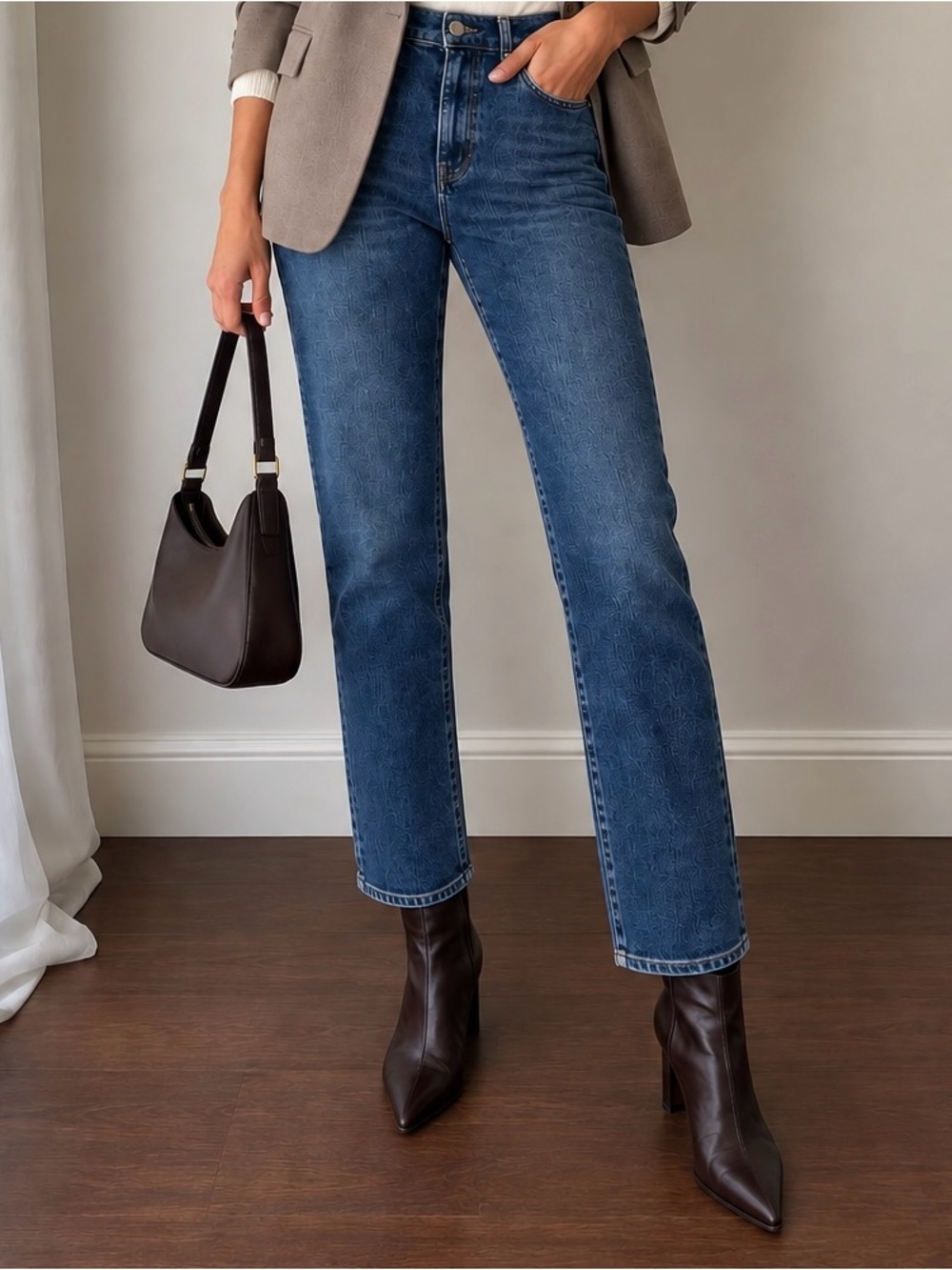 FRAME Le High Straight Long Jeans Blue NWT Size 31